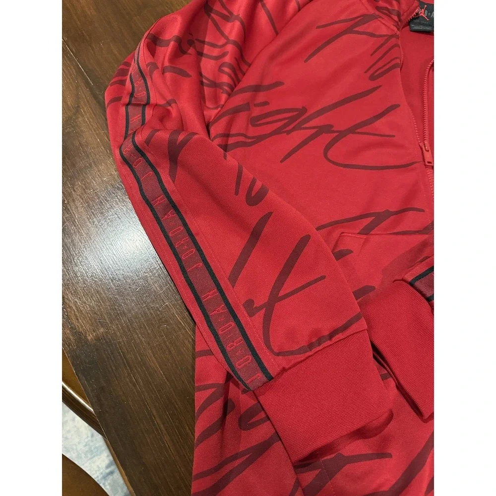 Jordan Flight Track Jacket Mens M Red Full Zip Jumpman Script